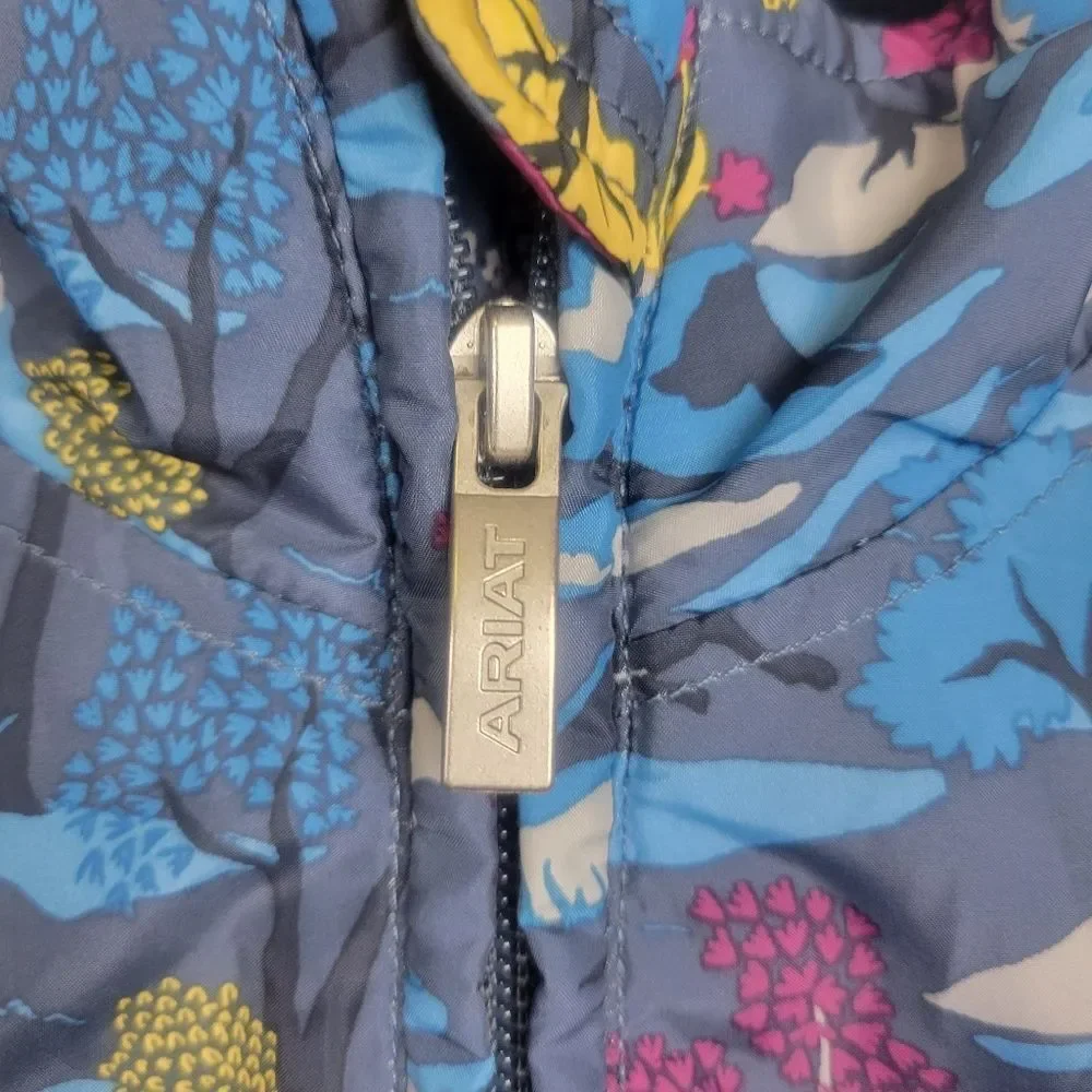 Ariat Girls' Laurel Hunt Insulated Jacket Equastrian Horse Print Blue Size L 12